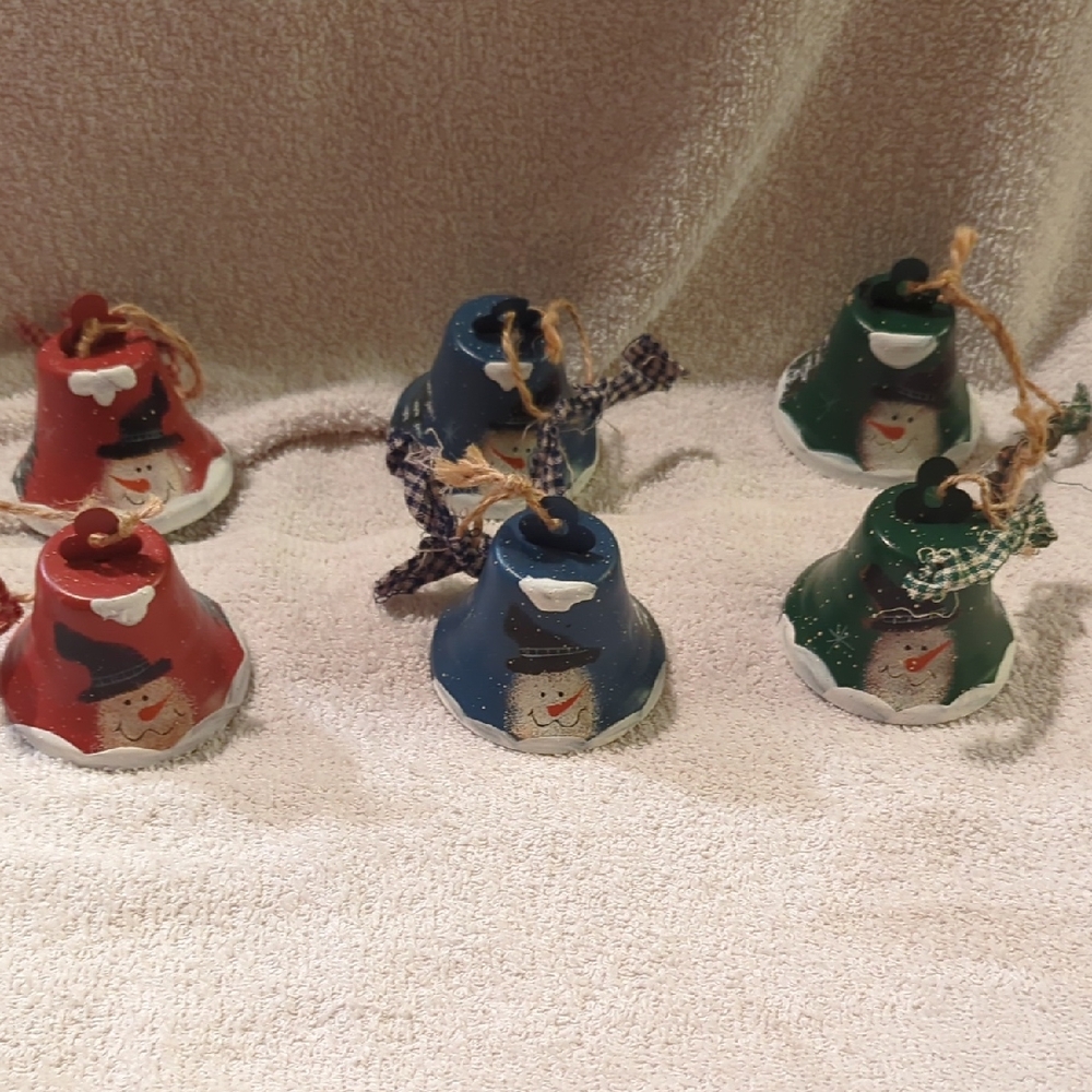 Festive Snowman Bell Ornaments Set